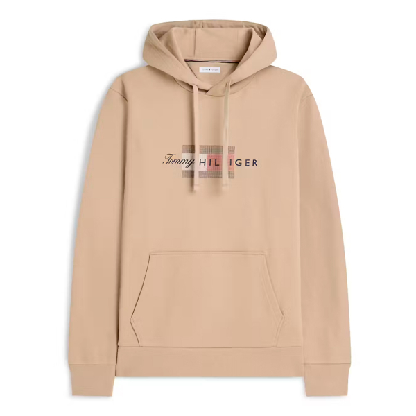 Tommy Hilfiger Vestes en maille et pulls Beige - Sweat capuche en polaire avec cordon de serrage et logo - XXL - Ref 90 €